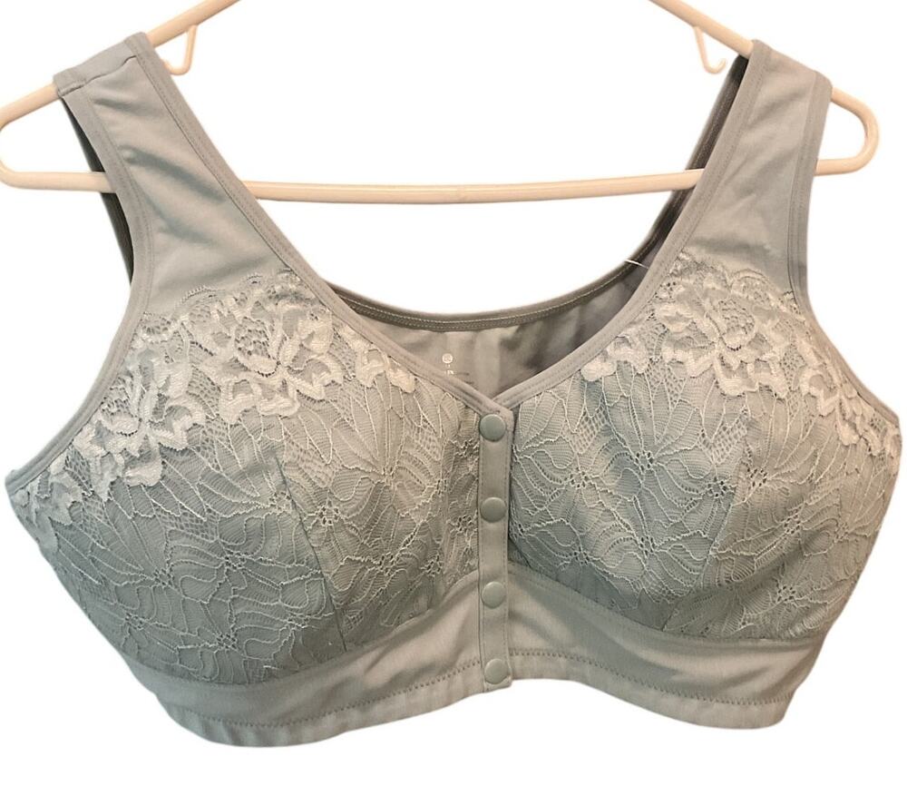 NWT Sz 2XL Posey Bra Front Snap Or Pullover Soft Back Lace Covered Soft Padding